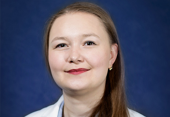 Portrait of Nataliya Bahatyrevich, a cardiothoracic surgery resident who has been awarded a T32 federal research grant