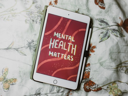 ipad with mental health matters written on it