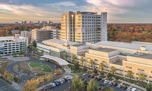 Modern day UC Davis Medical Center hospital at Stockton Blvd and X Street