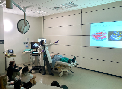 Dr. Forghany introduces transthoracic echocardiography to students