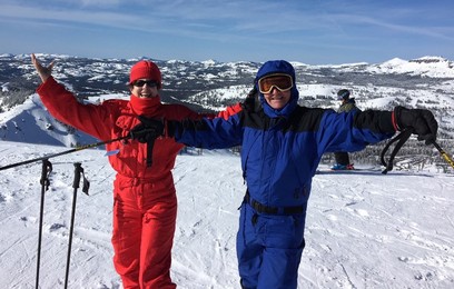 Elizabeth Lacasia skiing with her husband