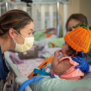 Nurse Kaela Beckley with NICU patient Cassie Ranchez