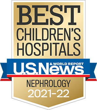 Best Children's Hospital badge for nephrology 2021-22