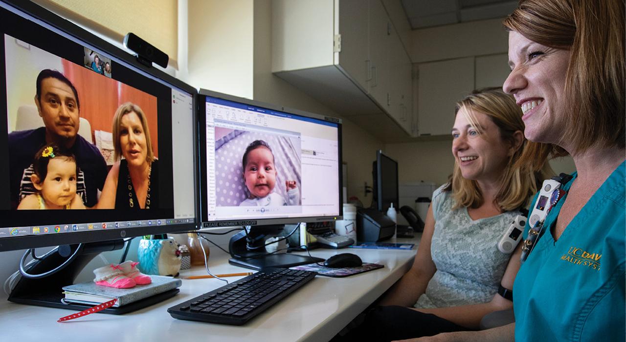 Neonatologist Kristin Hoffman and NICU clinical nurse specialist Christa Bedford-Mu provide virtual visits for families with complex medical needs
