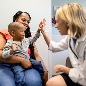 UC Davis pediatric doctor providing care to a patient.