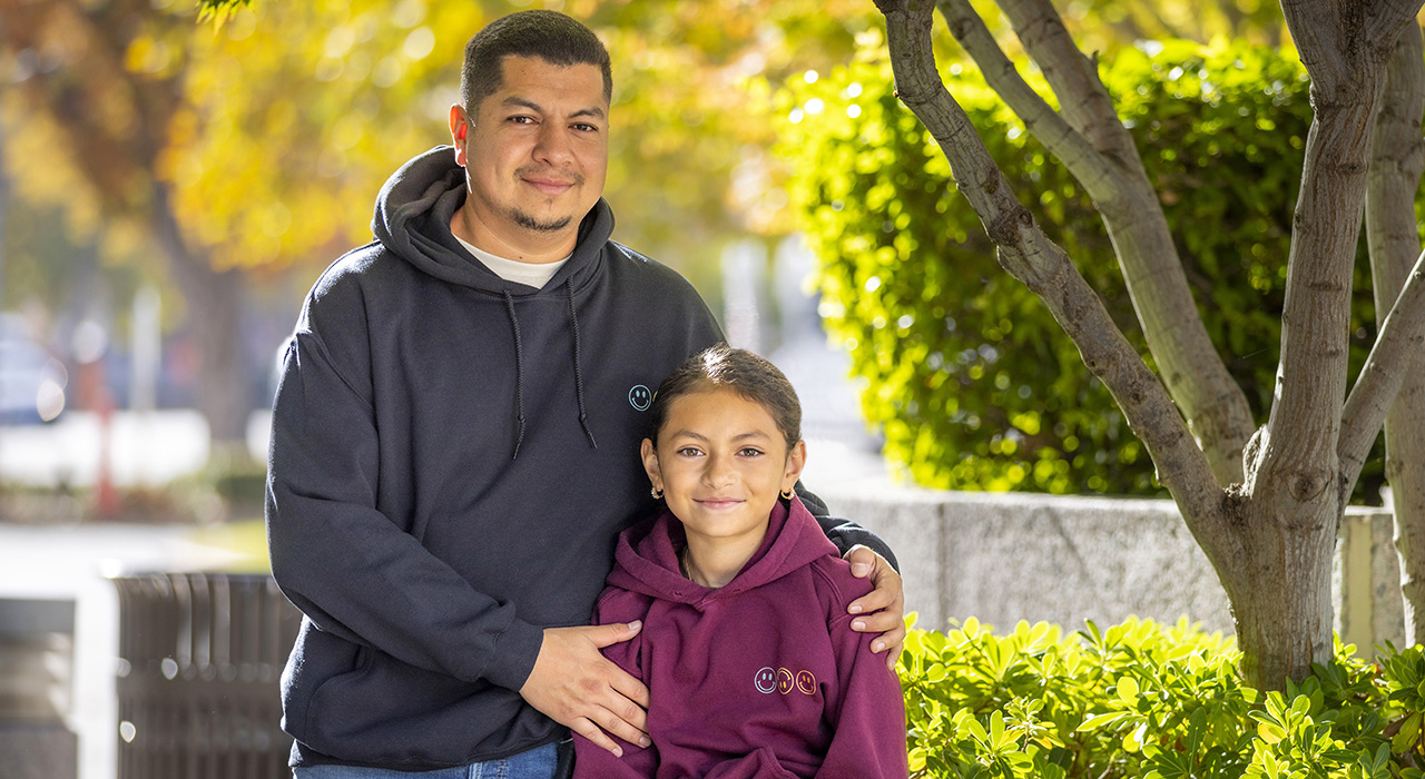 Pediatric diabetes patient Elena and her father Erik