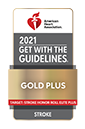 2021 Get With The Guidelines-Stroke Gold Plus Quality Achievement Award badge