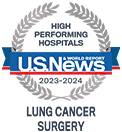US New & World Report High Performing Hospital, Lung Cancer Surgery