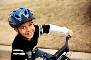 kid with helmet on