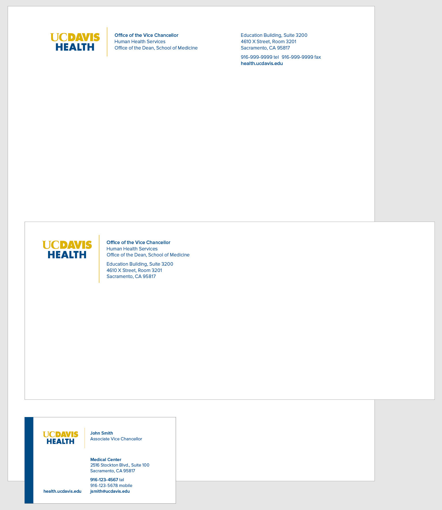 Business stationery example; business card and letterhead