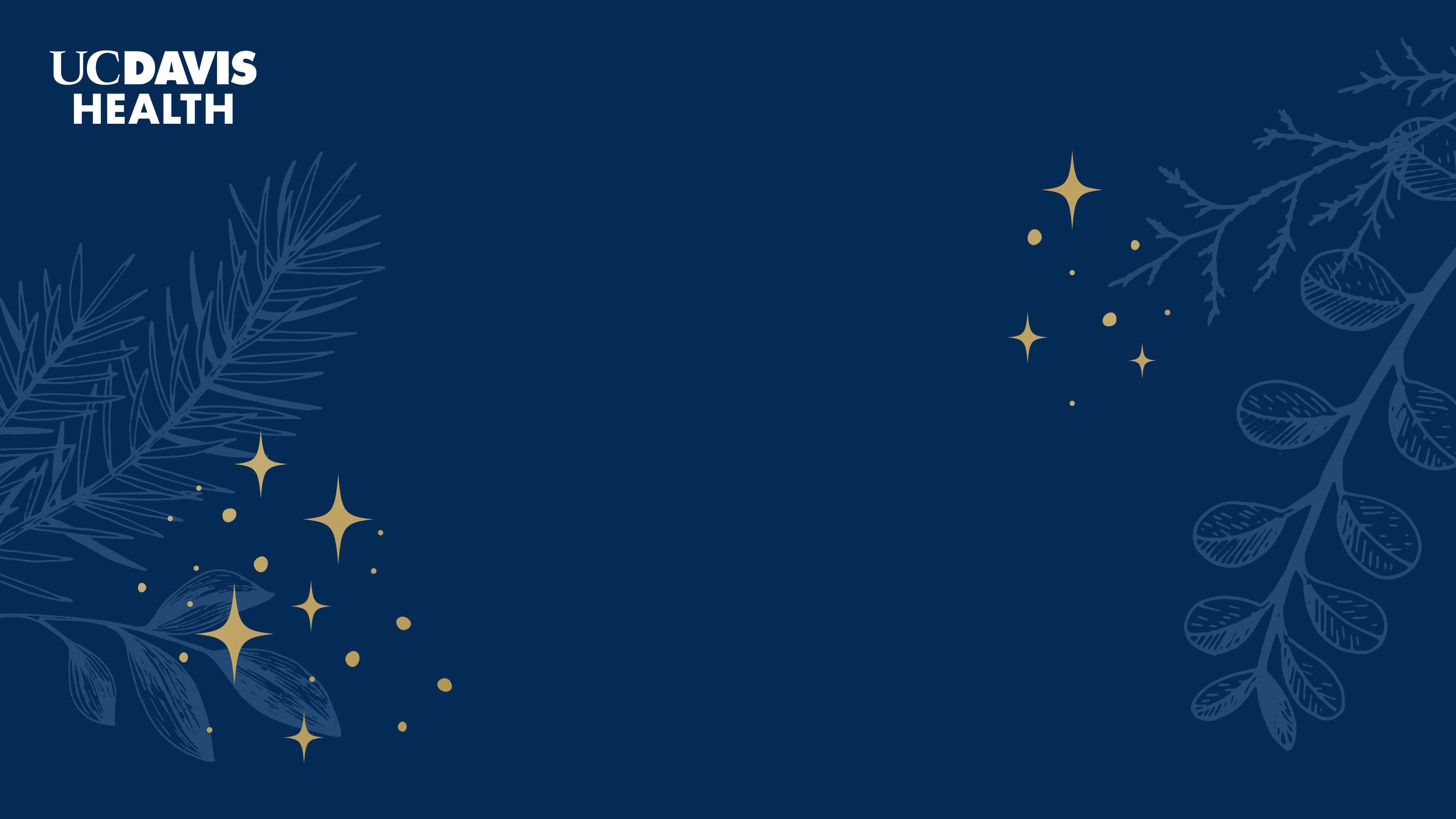 Dark blue background with branches and the UC Davis Health logo