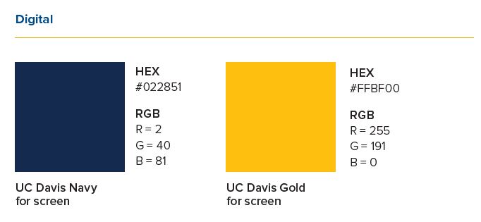 UC Davis Health web color palette