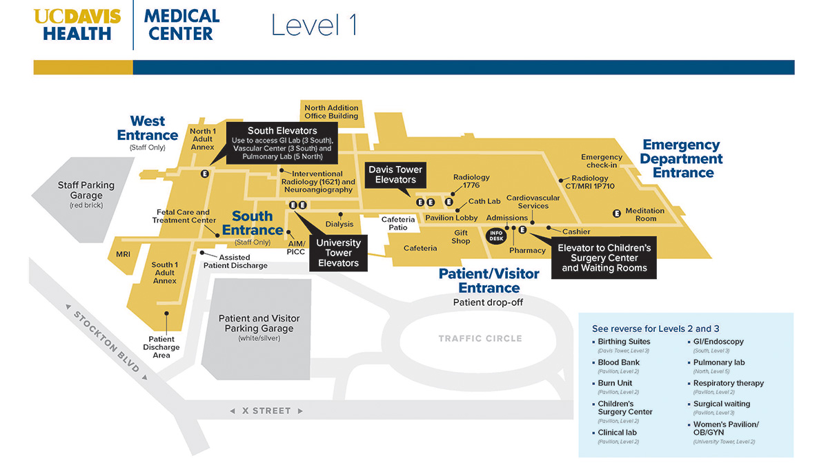 Map of level 1 in the medical center