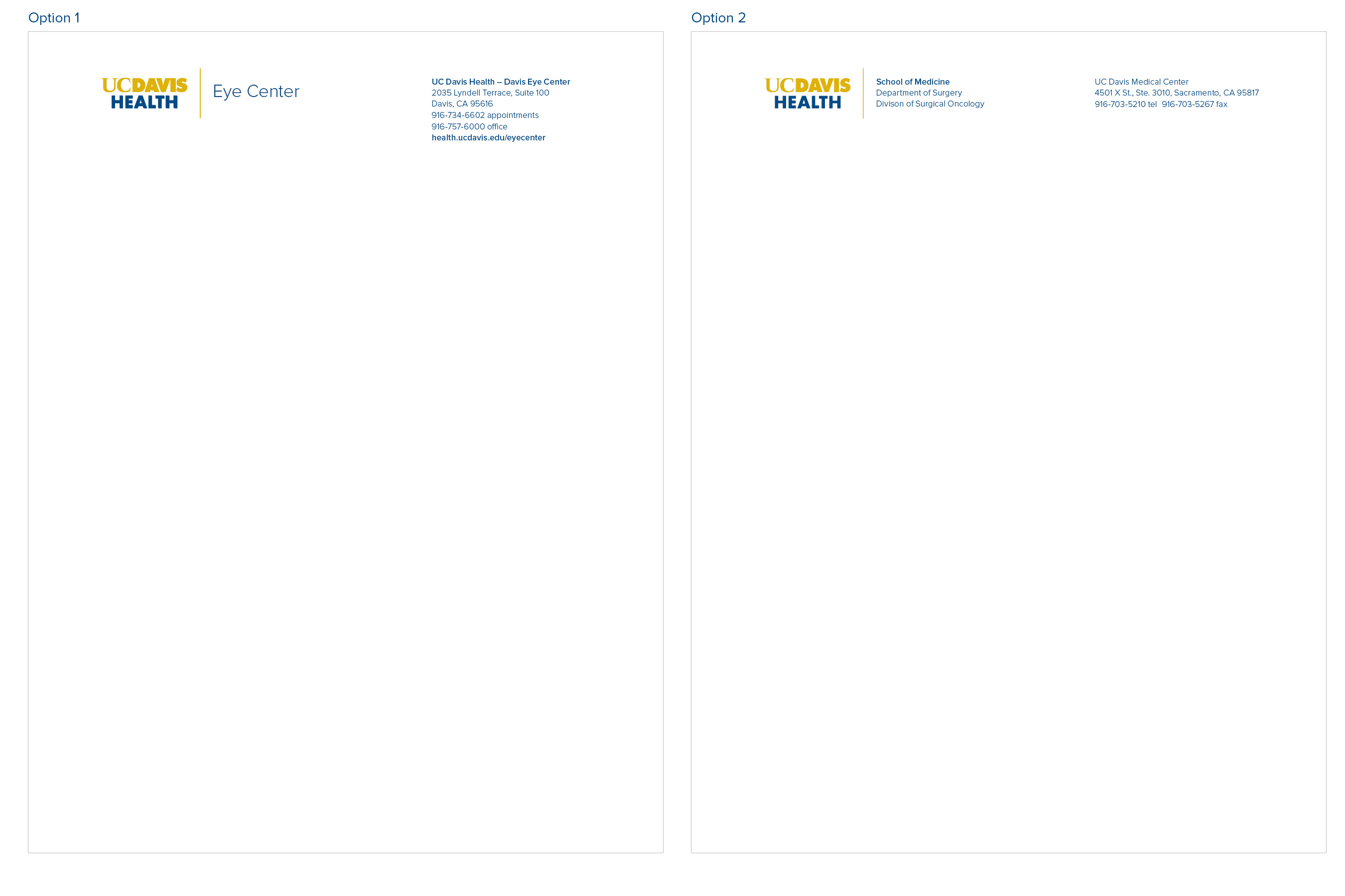 Examples of standard department letterhead 