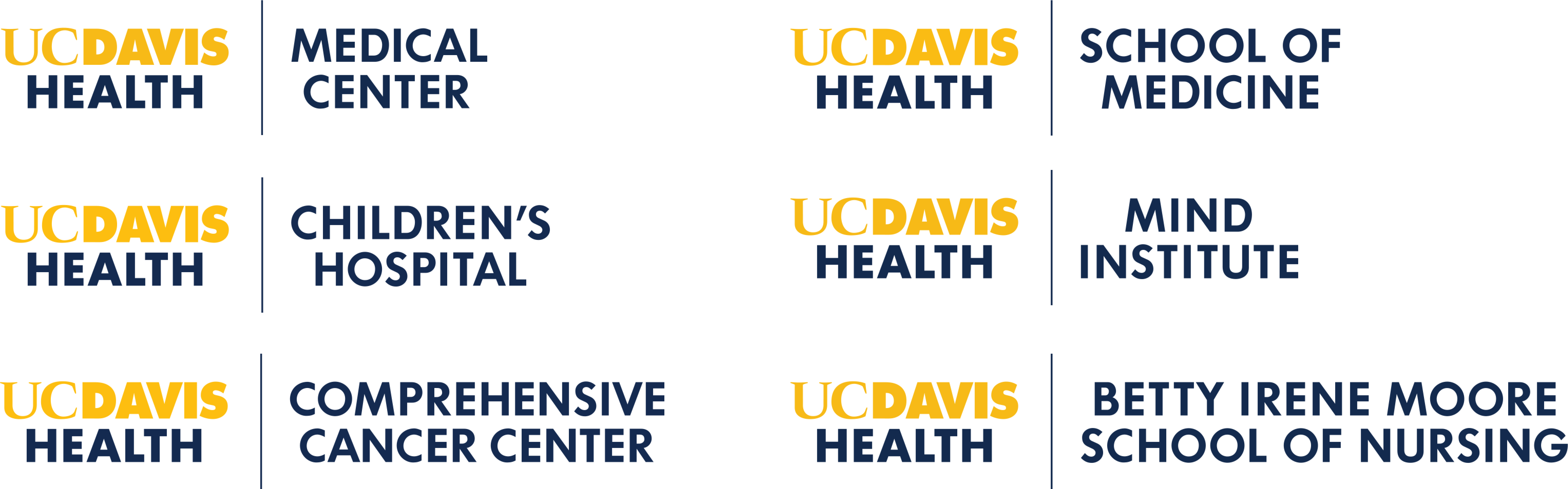 Display of UC Davis Health sub-brand logos