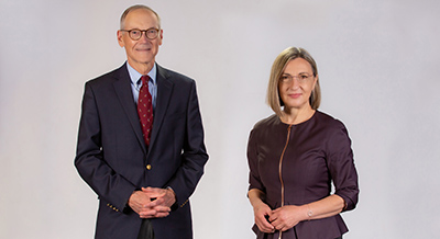 NCIBT founding director Laura Marcu, right, is a professor in the UC Davis College of Engineering’s Department of Biomedical Engineering. NCIBT deputy director and training leader Griff Harsh