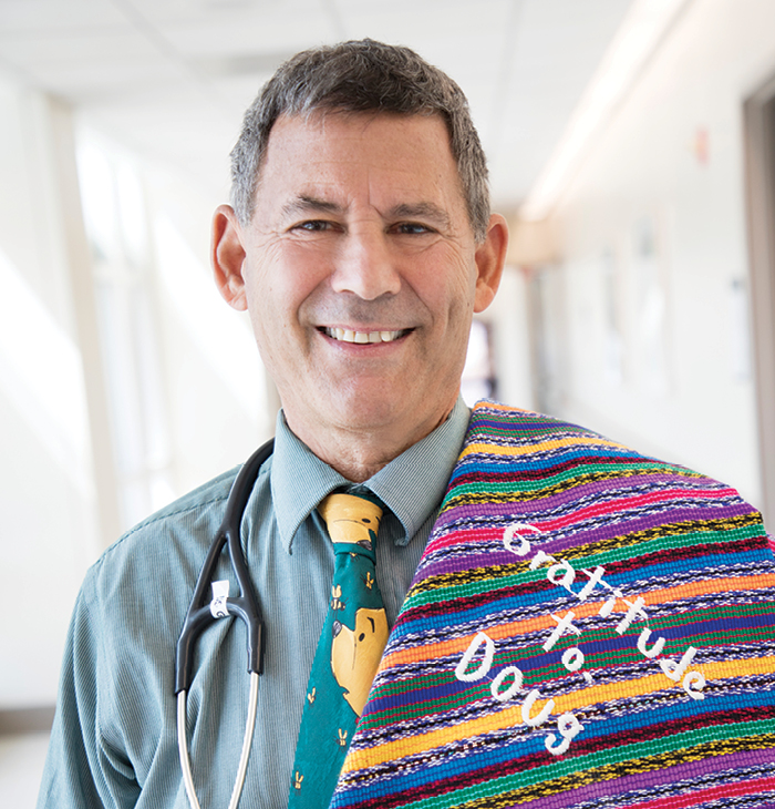 During a week-long medical mission to Guatemala, Doug Gross (M.D., ’90) received this hand-woven blanket as a thank-you gift from a woman in a Mayan community.