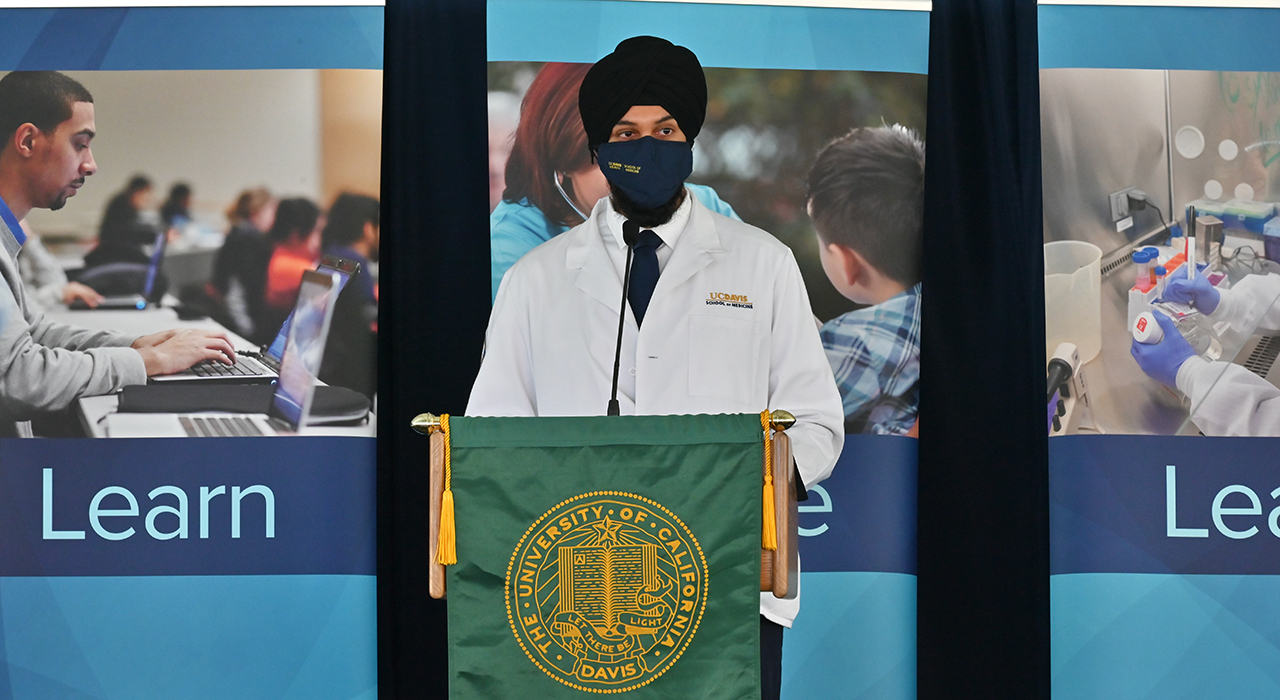 Senior student speaker Harjot Virk offers his perspective on resiliency at this year’s induction