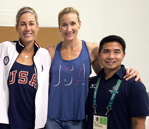Elmo Agatep, M.D., with olympic beach volleyball players Kerri Walsh-Jennings and April Ross