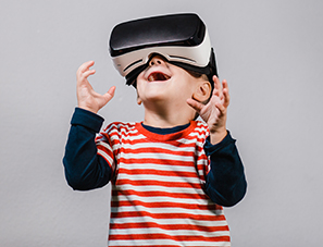 Child with virtual goggles 