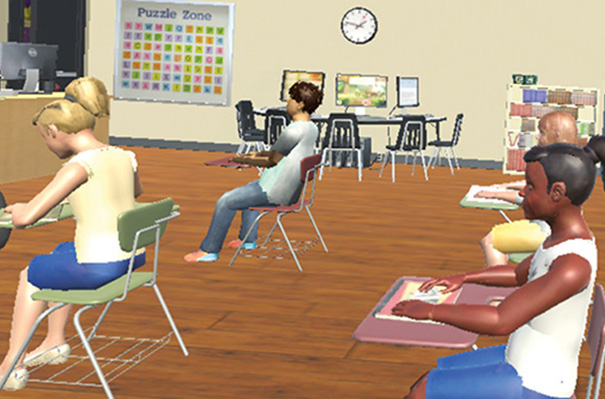 virtual reality that shows children in a classroom setting