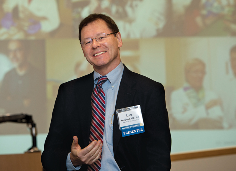 Lars Berglund, M.D., Ph.D., the School of Medicine’s interim dean, at a workshop on the school’s evolution and path forward.