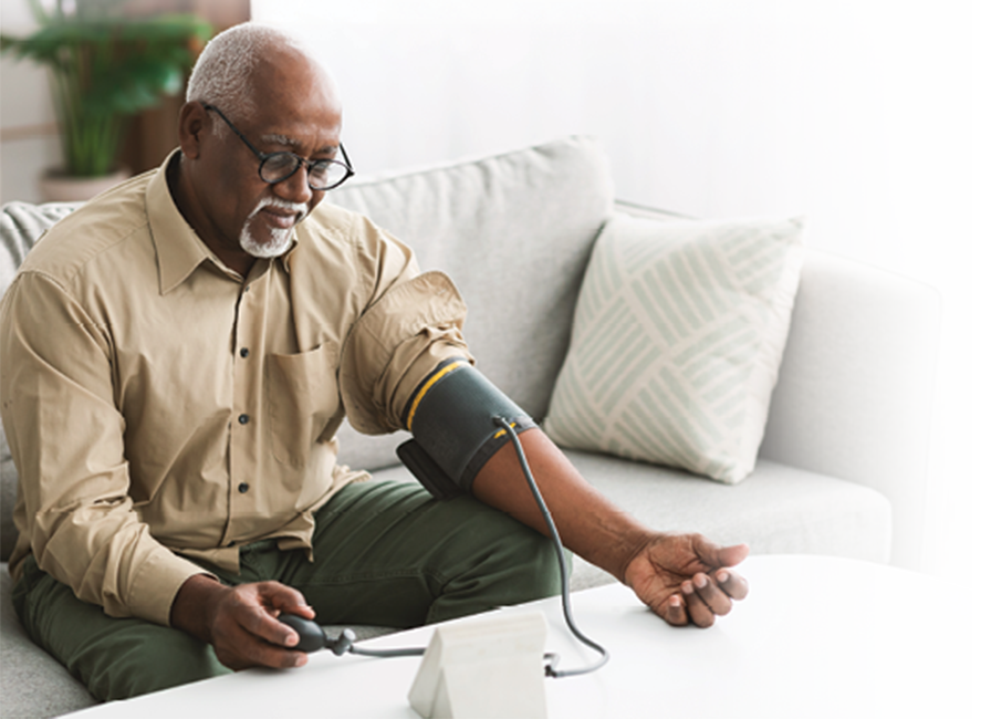 Man taking his blood pressure