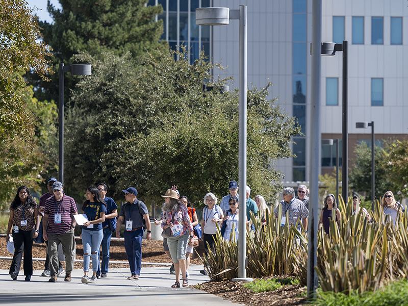 Students lead alumni on a tour of the Sacramento campus, showcasing the latest developments.