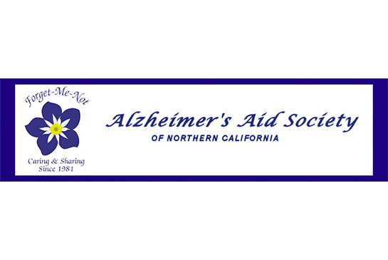 Alzheimer's Aid Society of Northern California with a graphic of a flower with the text that reads: Forget-Me-Not Caring and Sharing Since 1981