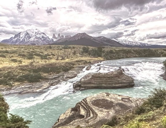 Paine Waterfall in Torres del Paine National Park, Patagonia, Chile artwork by James Brandt