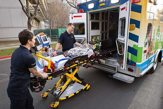 Pediatric Transport Team using the UC Davis Children’s Hospital ambulance