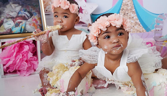 Infants Nylah and Nova, twins who were transferred to the Neonatal Intensive Care Unit at UC Davis Children's Hospital for care