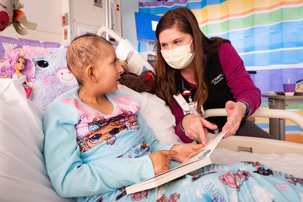 Child patient participating in school services at UC Davis Children's Hospital