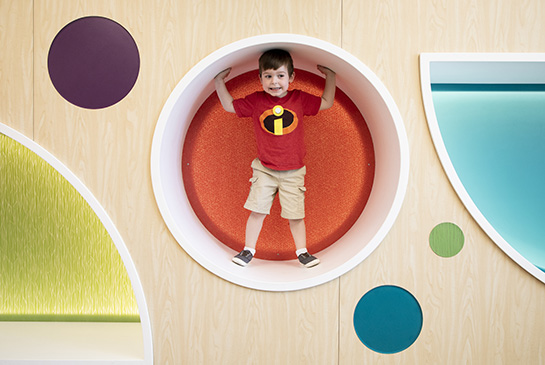 Child playing in children's hospital