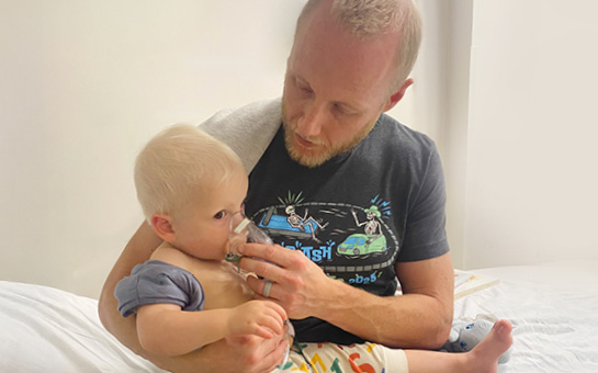 Pediatric trauma and emergency patient Shea with her dad