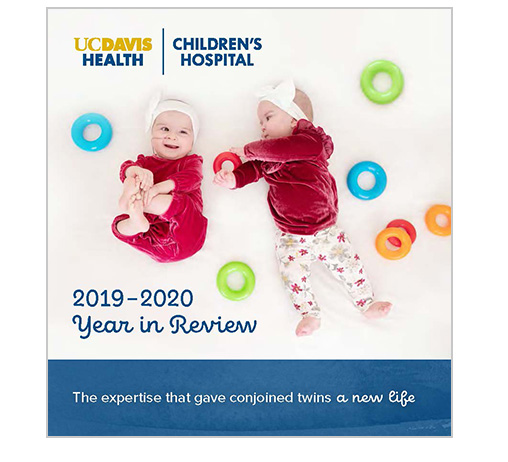2019-2020 Report Cover: Pediatric surgery patients Abigail and Micaela Bachinskiy 