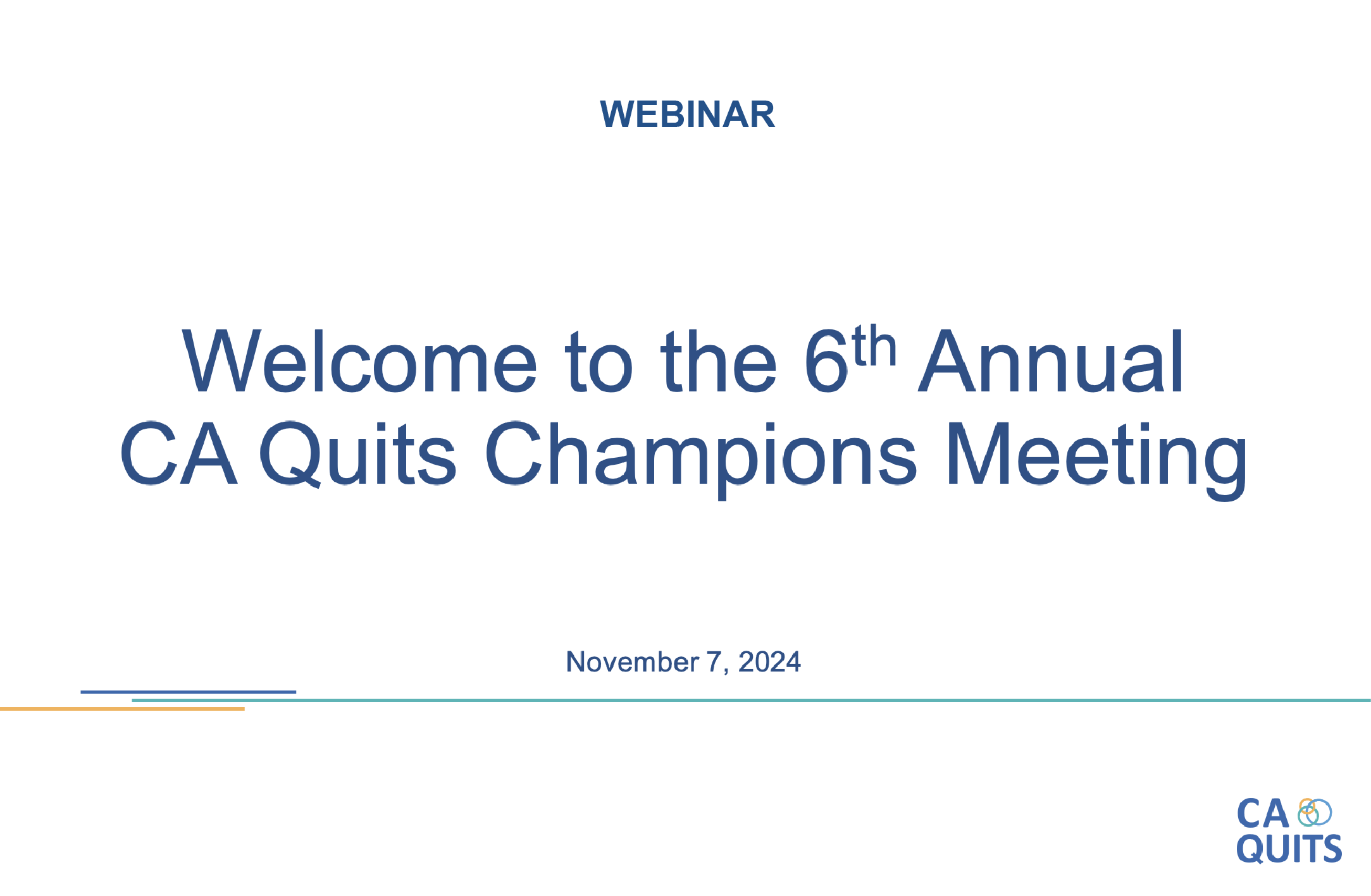 An image of the first slide of the Champions Meeting Presentation showing the title and the date of the event.