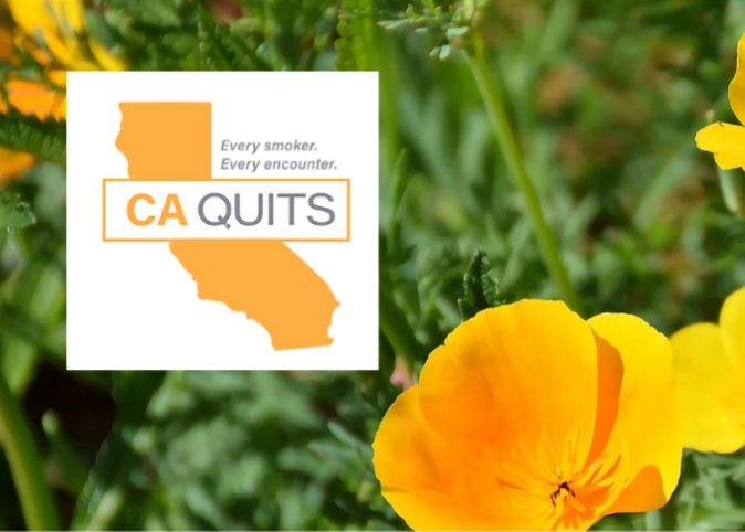 CA Quits logo and california poppies