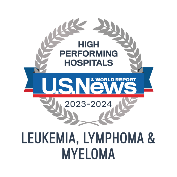 U.S. News badge: High performing in leukemia, lymphoma & myeloma treatment