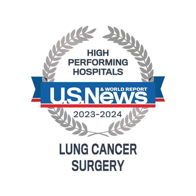 U.S. News badge: High performing in lung cancer surgery
