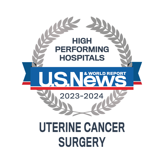 U.S. News badge: High performing in uterine cancer surgery