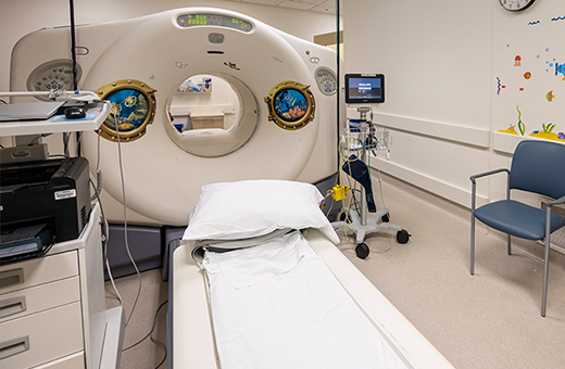 Radiology machine in a room for children at UC Davis Health.