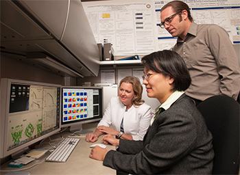 Colleen E. Clancy with Pei-Chi Yang and Kevin DeMarco of her research team (from left to right).