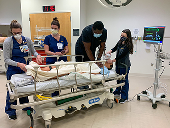 On April 28, the Center hosted its first back-to-back Code Blue team training sessions on COVID-19 for more than 50 providers. 