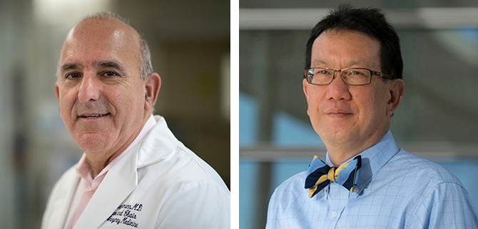 Nate Kuppermann (left) and Ted Wun earned high praise from colleagues, residents and students alike.