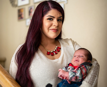 Diana Estrada-Arauza and her baby Sergio, now safe at home