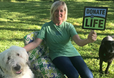 Living donor Janey Young and her dogs