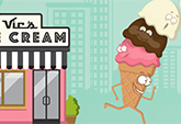Cartoon ice cream cone running