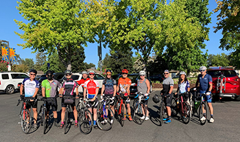 UC Davis cycling team co-captains, David Lubarsky and Aydee Ferguson, lead fundraising team on recent training ride.