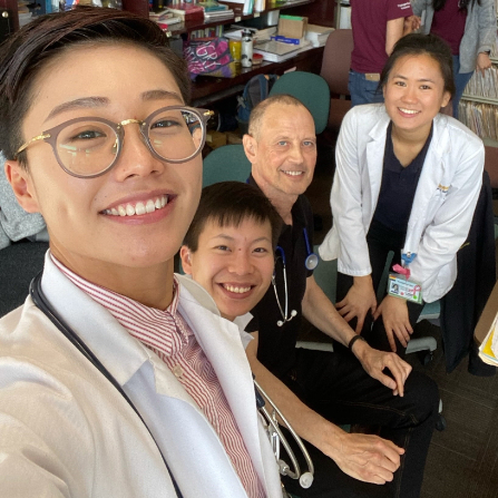 Josephine Hai and other volunteers pose for picture at Paul Hom Asian Clinic